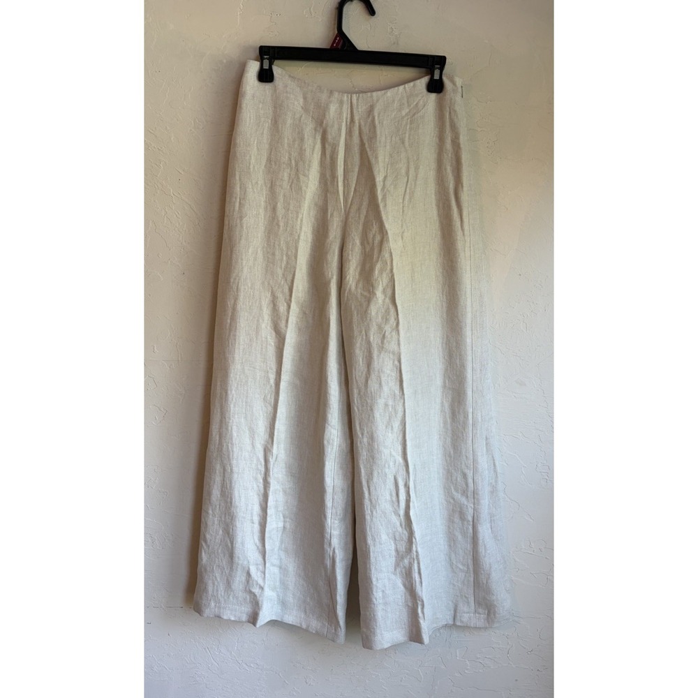 Vivid 100% Linen Wide Leg Pants 6 NWT Minimalist Quiet Luxury Trousers Coastal